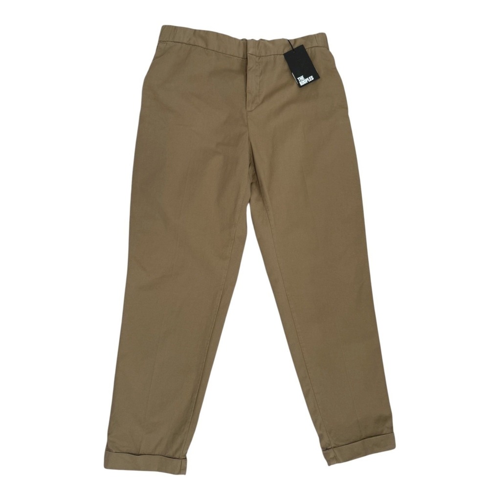 NEW The Kooples Khaki Chino Pants Back Elastic Waist Mens FR52 US 33x30 Cuffed